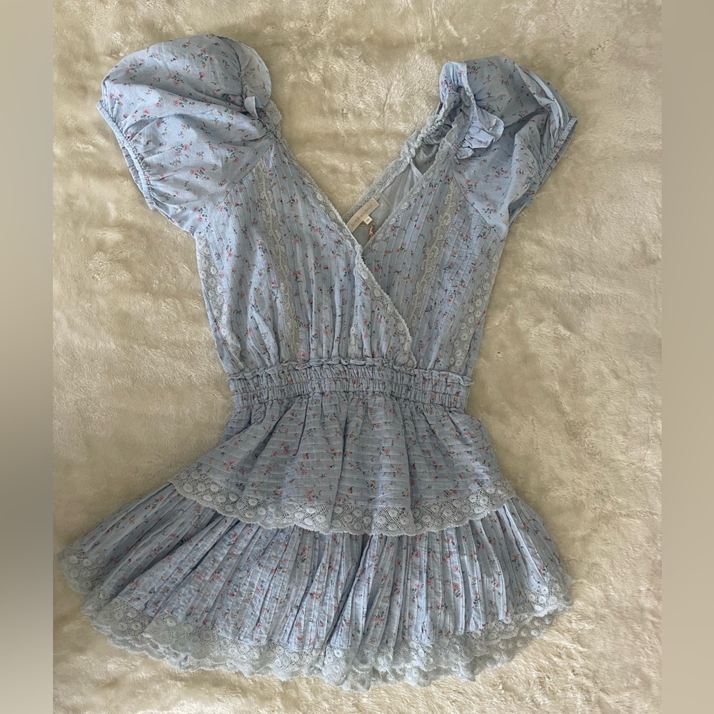 Love Shack Fancy Carlo tiered Flora Dress in Bella Blue
